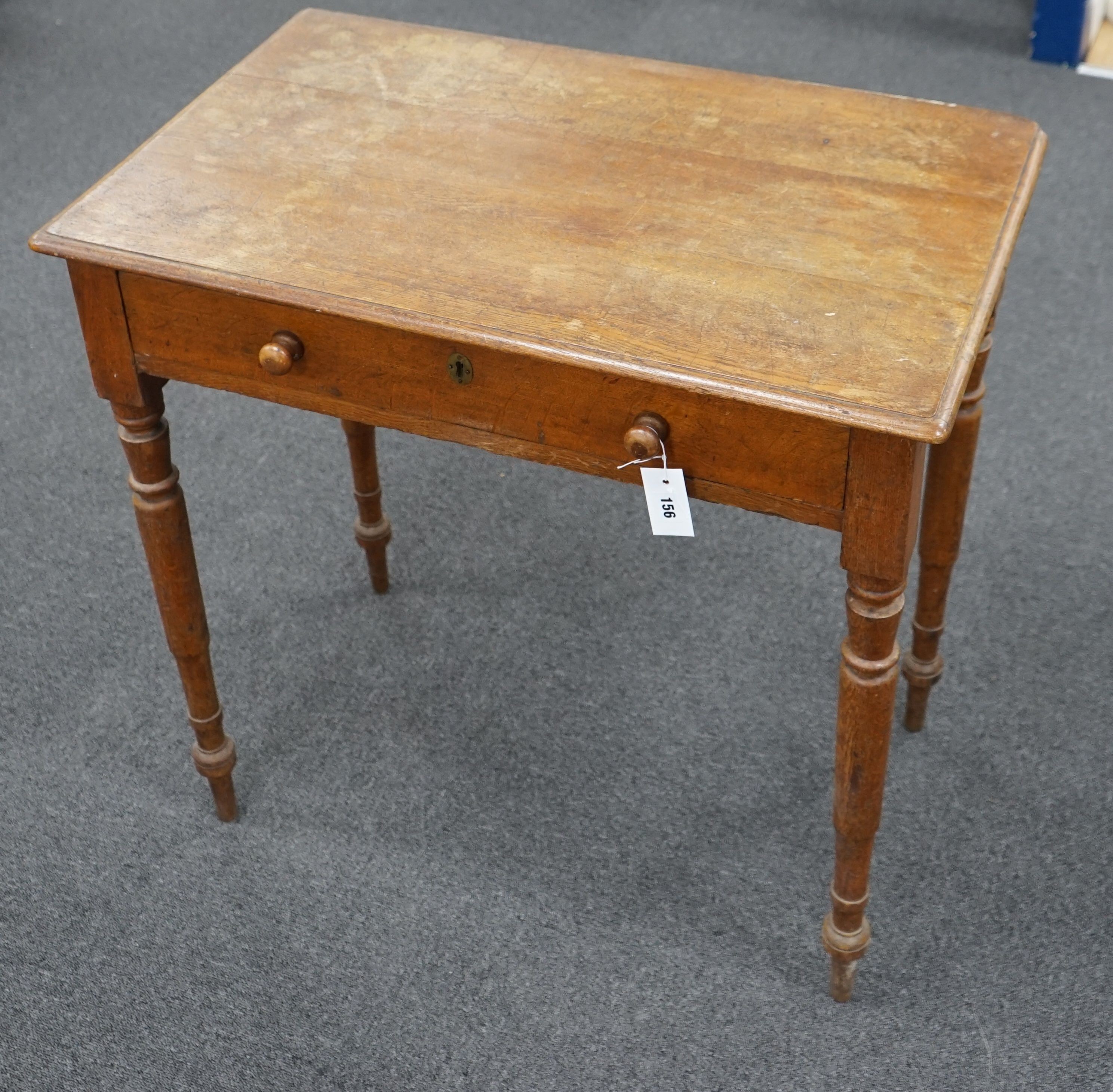 A Victorian oak side table, width 81cm, depth 50cm, height 69cm